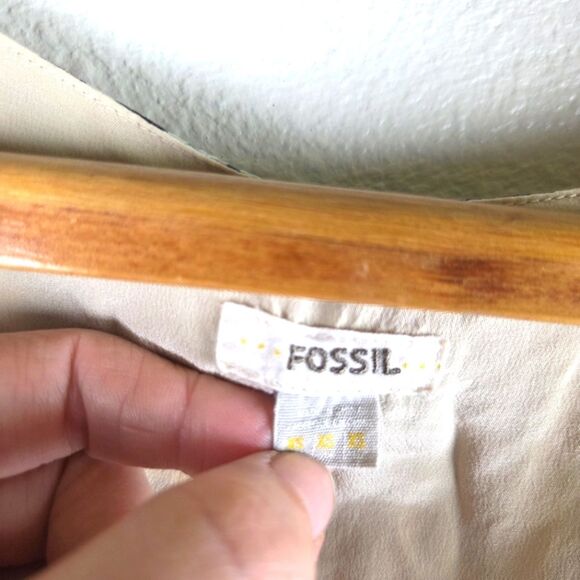 Fossil Boho Forest Leaf Silk Knee Length Shift Dress Size XS - Picture 8 of 9